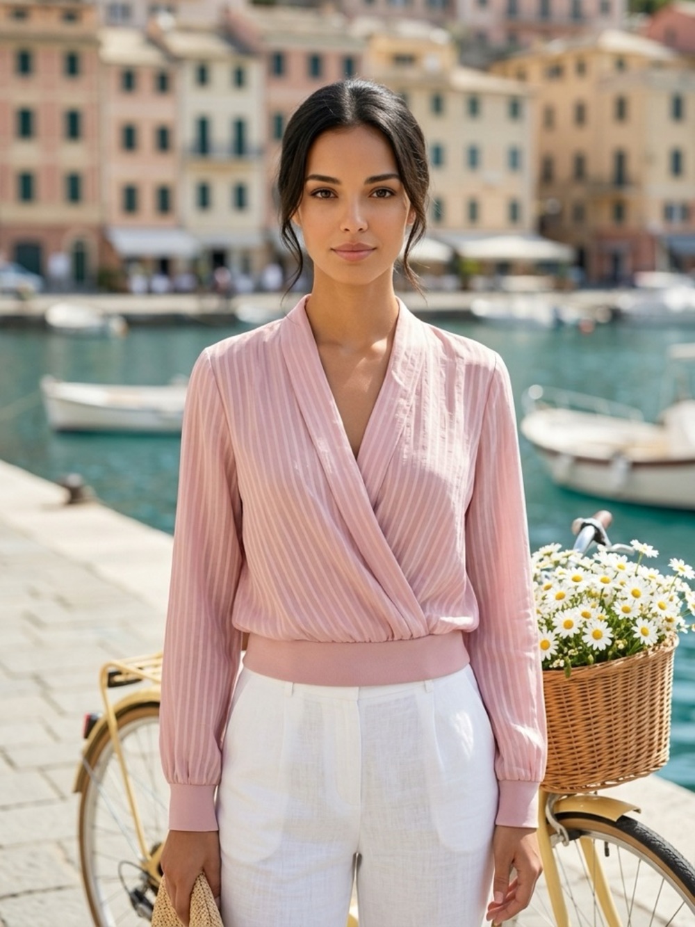 Women's Pink Wrap-Front Blouse